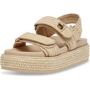 Steve Madden Synthetic Rubber Bigmona Sandal for Women - Natural Raffia, Size 7
